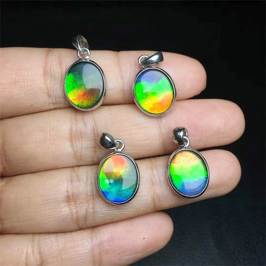 S925 Natural Ammolite Pendant