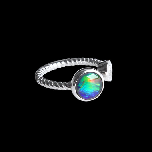 Lucentara Genuine Natural Colorful Ammonite Ammolite Ring